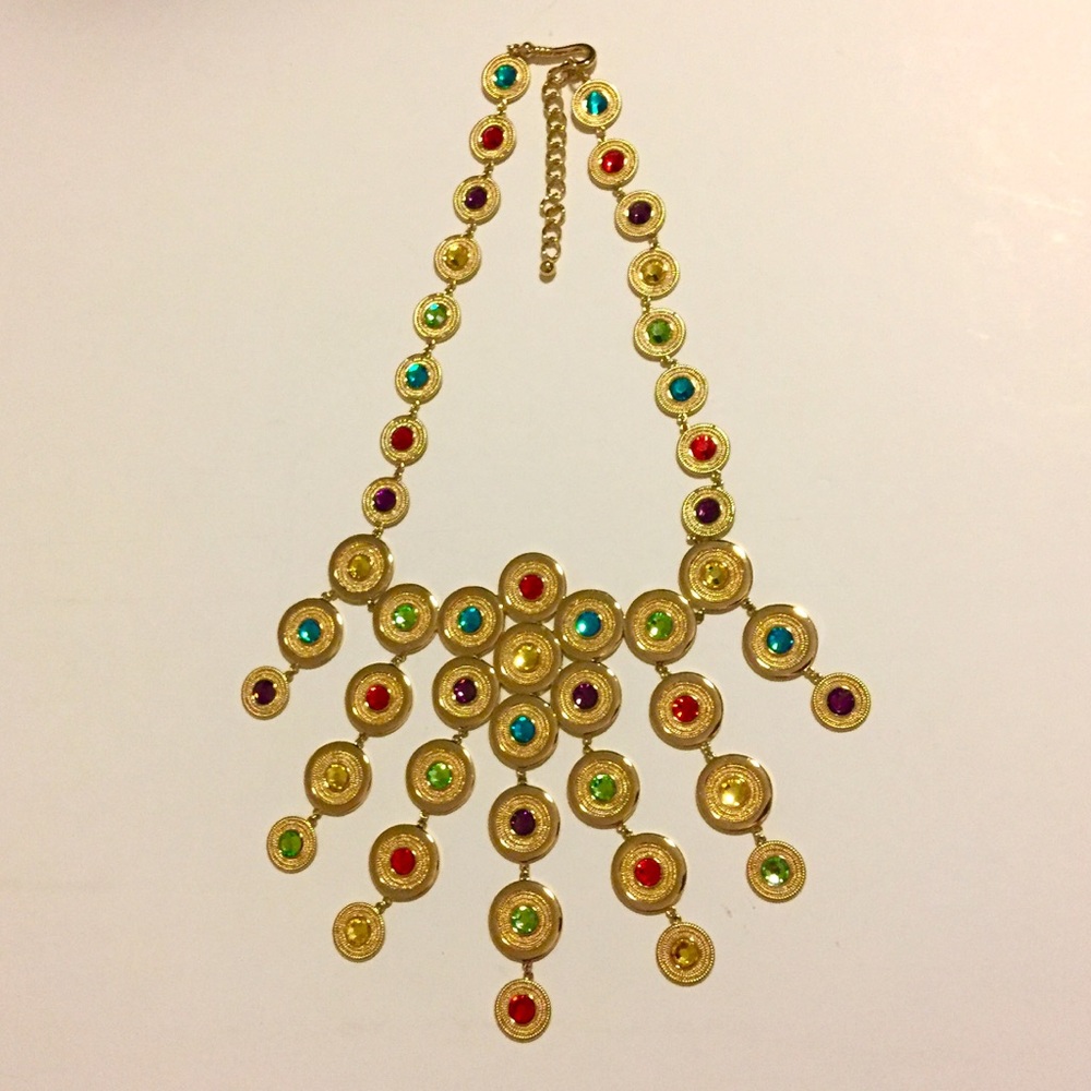 Gold Jewelry Set with Multi Color Crystals